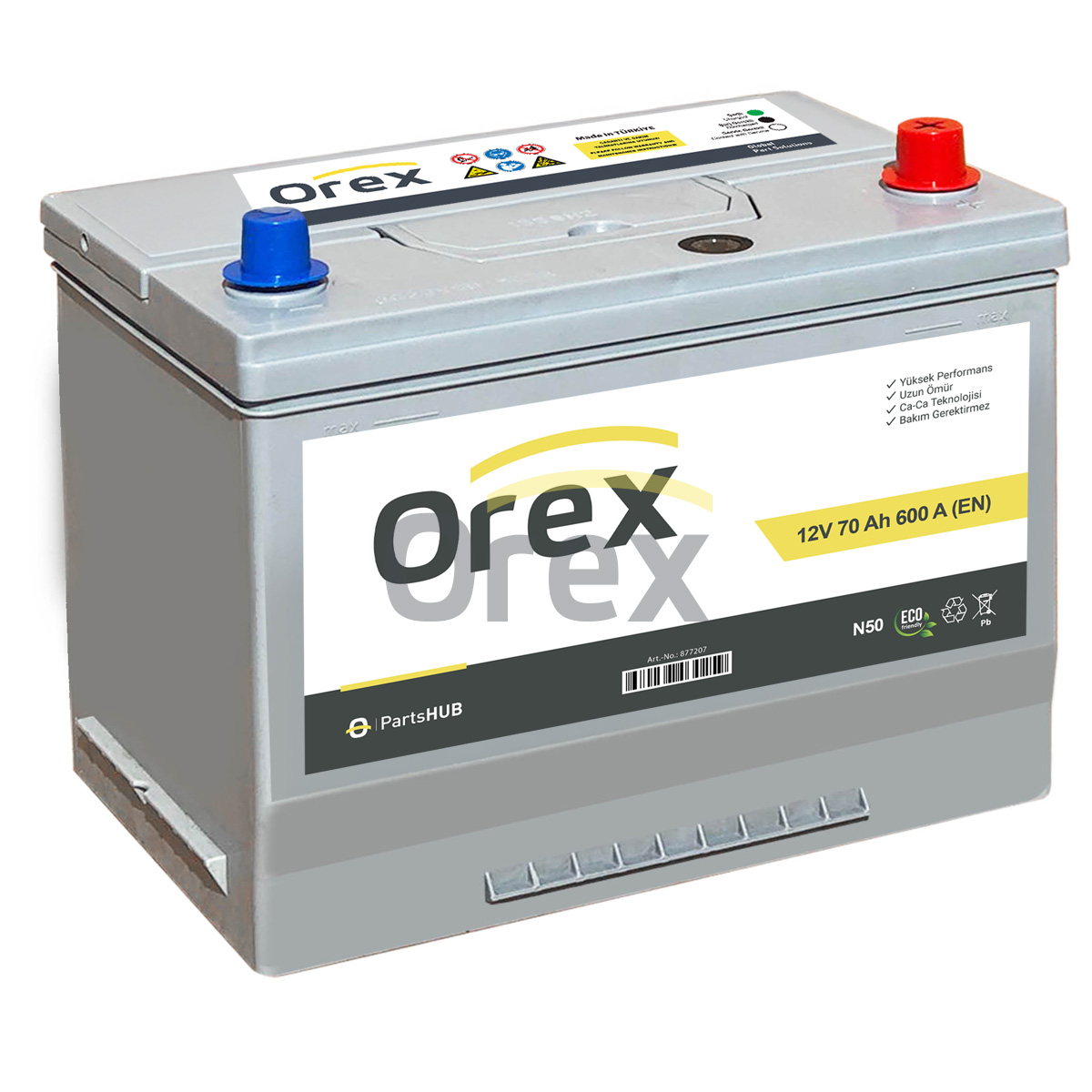 Orex Akü 12V 70Ah 600A N50 (260×173×225) Standart Akü - OREX - 877207 Ürün Görseli