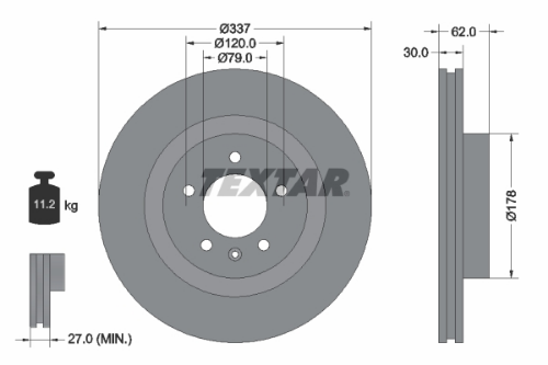 TEXTAR 92134603 Fren Sistemleri Fren Diski - LAND ROVER DISCOVERY III (L319) uyumlu