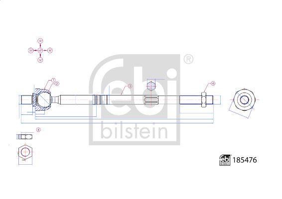 FEBI BILSTEIN 185476 Direksiyon Sistemi Mafsal - VW PASSAT B8 (3G2, CB2) uyumlu