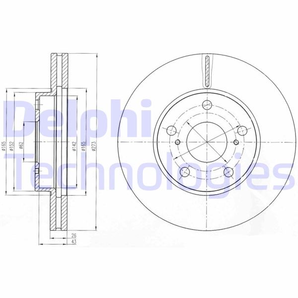 DELPHI BG4234C Fren Sistemleri Fren Diski - TOYOTA AURIS (_E15_) uyumlu