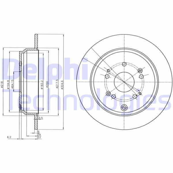 DELPHI BG4064C Fren Sistemleri Fren Diski - HONDA CR-V III (RE_) uyumlu