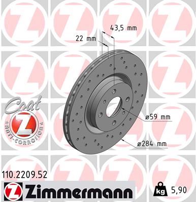 ZIMMERMANN 110.2209.52 Fren Sistemleri Fren Diski - ALFA ROMEO 155 (167_) uyumlu