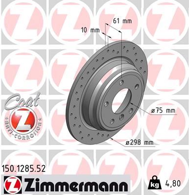 ZIMMERMANN 150.1285.52 Fren Sistemleri Fren Diski - BMW 5 (E39) uyumlu
