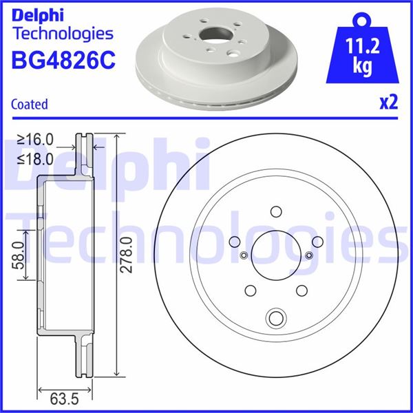 DELPHI BG4826C Fren Sistemleri Fren Diski - SUBARU FORESTER (SJ_) uyumlu