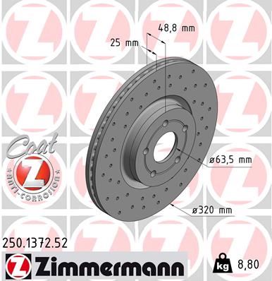 ZIMMERMANN 250.1372.52 Fren Sistemleri Fren Diski - FORD FOCUS II (DA_, HCP, DP) uyumlu
