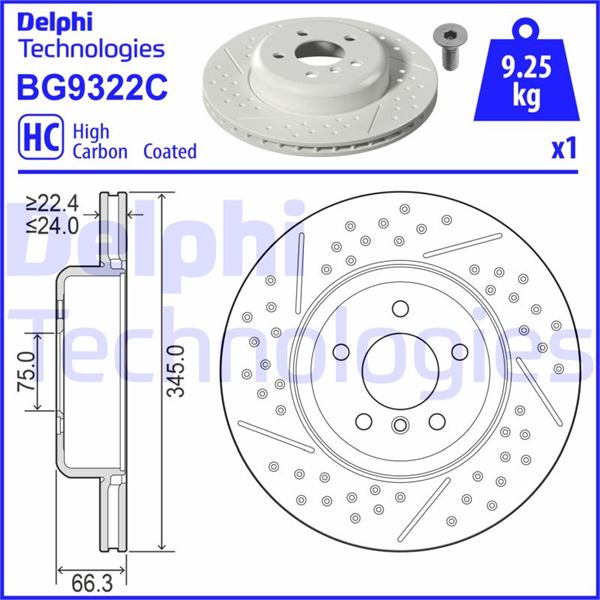 DELPHI BG9322C Fren Sistemleri Fren Diski - BMW 3 (F30, F80) uyumlu