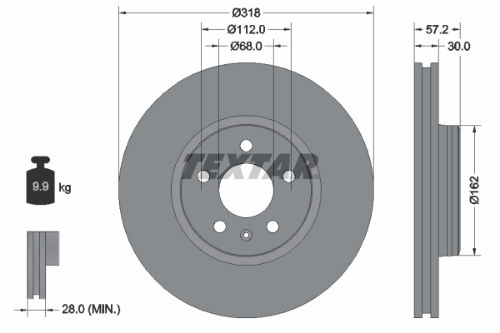 TEXTAR 92282705 Fren Sistemleri Fren Diski - AUDI A4 B9 (8W2, 8WC) uyumlu