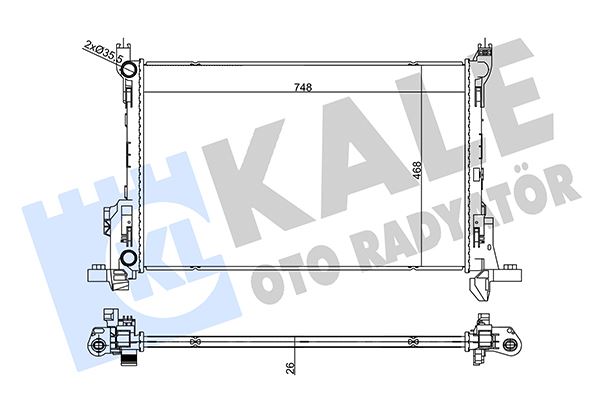 KALE OTO RADYATÖR 356320 Soğutma Sistemi Su Soğutucu & Parçaları - RENAULT TRAFIC III Panelvan/Van (FG_) uyumlu