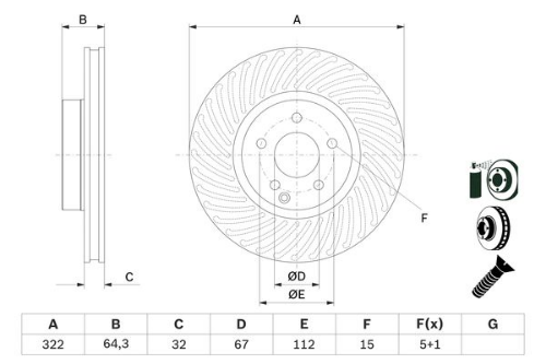 BOSCH 0 986 479 652 Fren Sistemleri Fren Diski - MERCEDES-BENZ SLK (R172) uyumlu