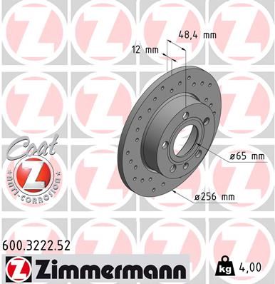 ZIMMERMANN 600.3222.52 Fren Sistemleri Fren Diski - VW CADDY III Kasa/büyük limuzin (2KA, 2KH, 2CA, 2CH) uyumlu