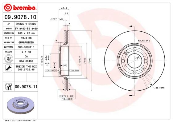 BREMBO 09.9078.10 Fren Sistemleri Fren Diski - DACIA LOGAN Pick-up (US_) uyumlu