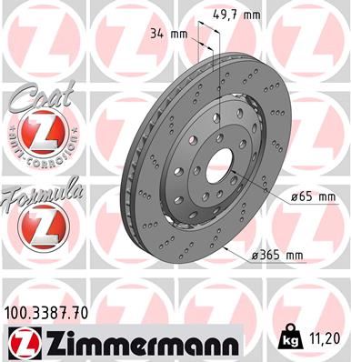 ZIMMERMANN 100.3387.70 Fren Sistemleri Fren Diski - AUDI Q3 (8UB, 8UG) uyumlu