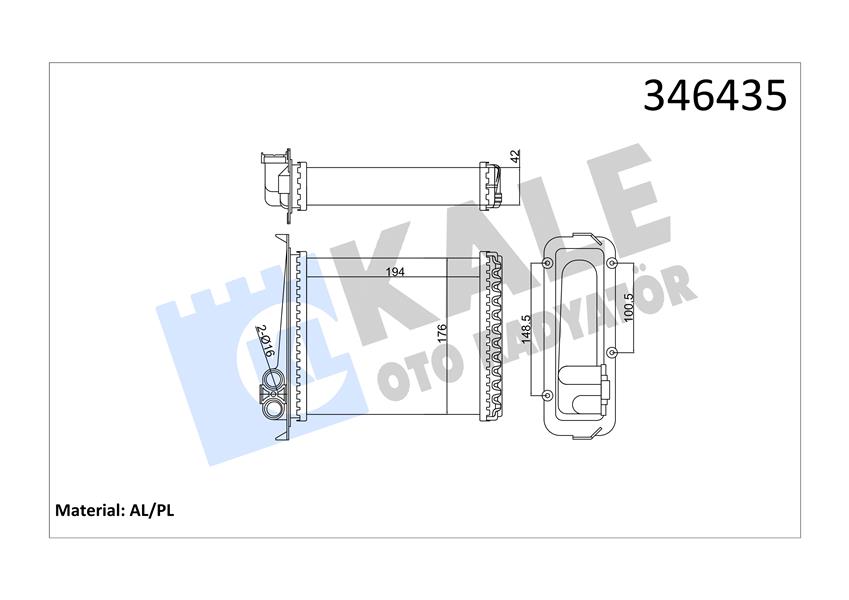 KALE OTO RADYATÖR 346435 İklimlendirme Sistemi İç Mekan Isı Değiştirici - VOLVO 850 (854) uyumlu