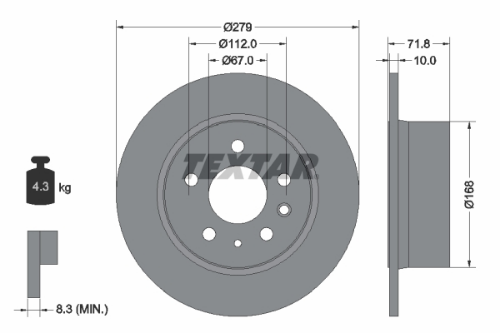 TEXTAR 92032600 Fren Sistemleri Fren Diski - MERCEDES-BENZ /8 (W114) uyumlu