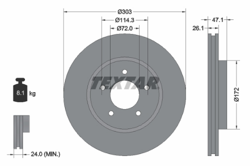 TEXTAR 92197703 Fren Sistemleri Fren Diski - MAZDA TRIBUTE (EP) uyumlu