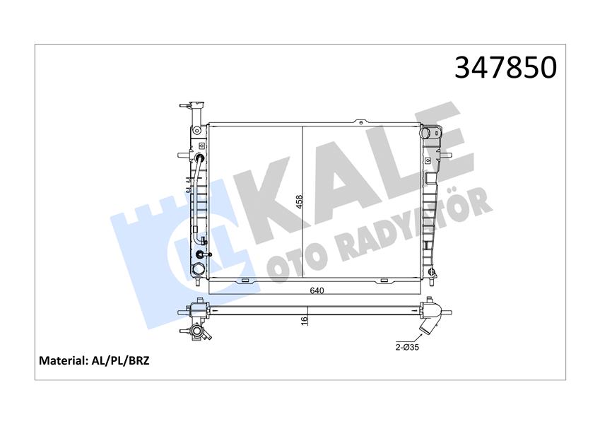 KALE OTO RADYATÖR 347850 Soğutma Sistemi Su Soğutucu & Parçaları - HYUNDAI TUCSON (JM) uyumlu