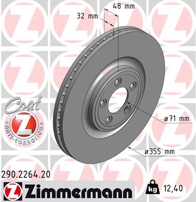 ZIMMERMANN 290.2264.20 Fren Sistemleri Fren Diski - JAGUAR XF I (X250) uyumlu