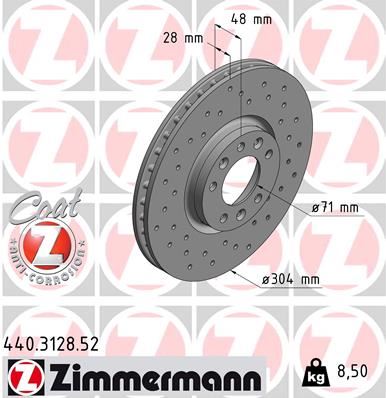 ZIMMERMANN 440.3128.52 Fren Sistemleri Fren Diski - PEUGEOT 508 I (8D_) uyumlu