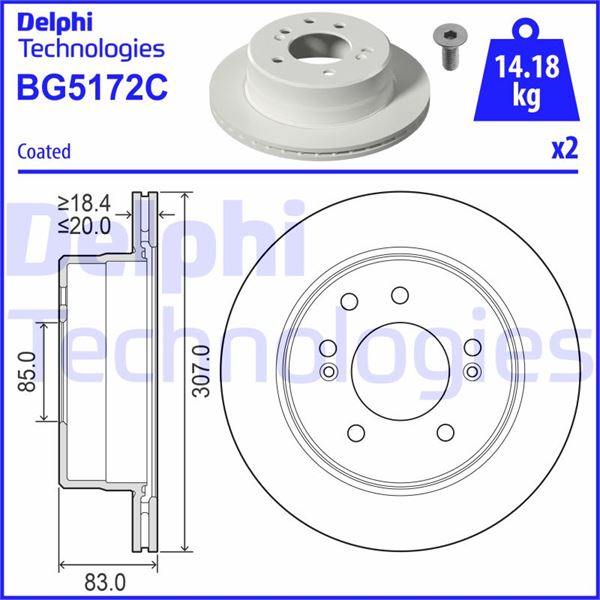 DELPHI BG5172C Fren Sistemleri Fren Diski - SSANGYONG RODIUS I uyumlu