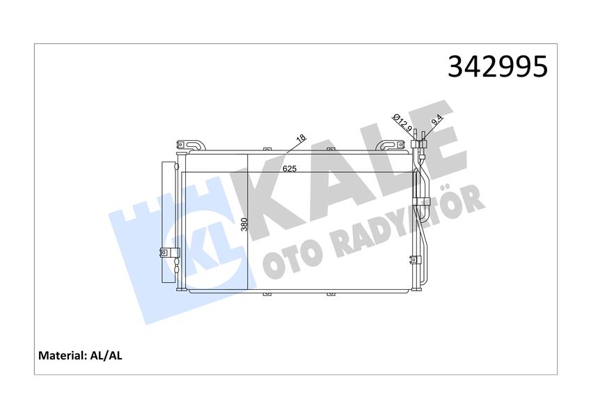 KALE OTO RADYATÖR 342995 İklimlendirme Sistemi Klima Radyatörü - HYUNDAI MATRIX (FC) uyumlu