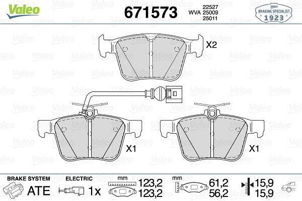 VALEO 671573 Fren Sistemleri Fren Balatası - AUDI A3 Sportback (8VA, 8VF) uyumlu
