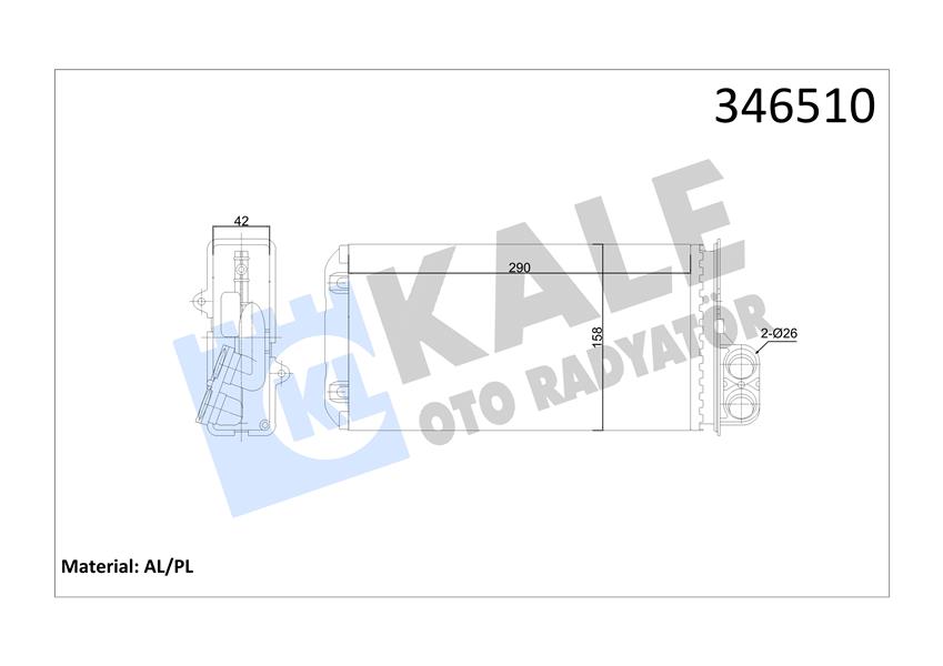 KALE OTO RADYATÖR 346510 İklimlendirme Sistemi İç Mekan Isı Değiştirici - PEUGEOT 607 (9D, 9U) uyumlu