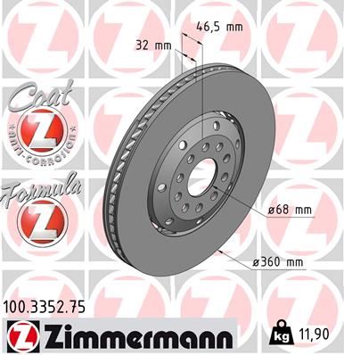 ZIMMERMANN 100.3352.75 Fren Sistemleri Fren Diski - AUDI A4 B5 Avant (8D5) uyumlu