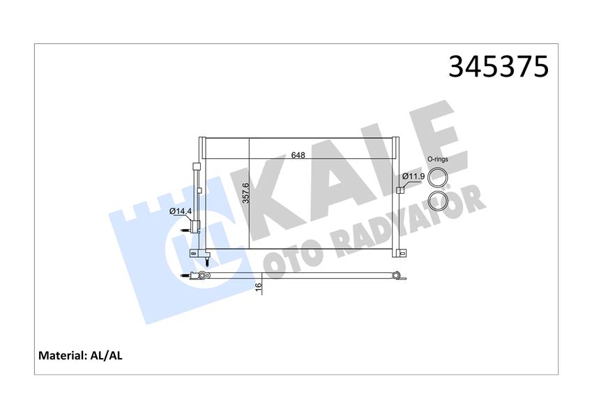 KALE OTO RADYATÖR 345375 İklimlendirme Sistemi Klima Radyatörü - FORD MONDEO III Sedan (B4Y) uyumlu