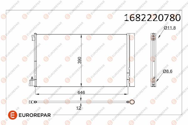 EUROREPAR 1682220780 İklimlendirme Sistemi Klima Radyatörü - SAAB 9-5 (YS3G) uyumlu