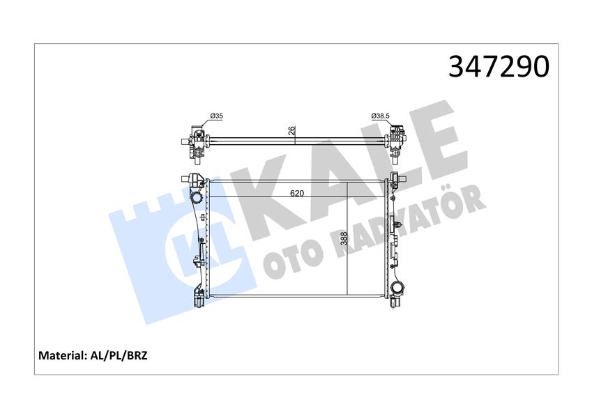 KALE OTO RADYATÖR 347290 Soğutma Sistemi Su Soğutucu & Parçaları - FIAT EGEA Sedan (356_, 357_) uyumlu