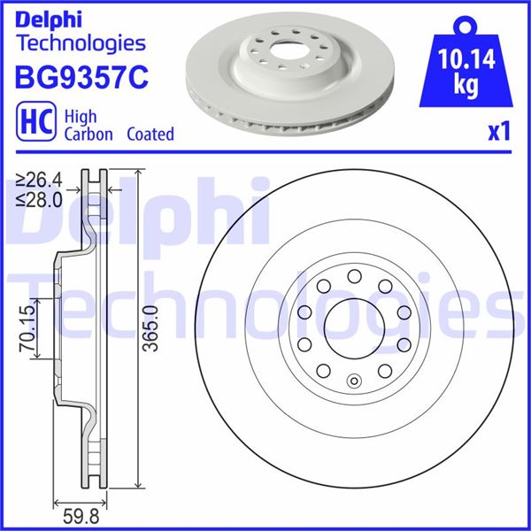 DELPHI BG9357C Fren Sistemleri Fren Diski - TESLA MODEL S (5YJS) uyumlu