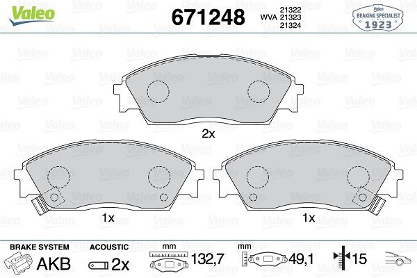 VALEO 671248 Fren Sistemleri Fren Balatası - HONDA CIVIC IV Sedan (ED, EF) uyumlu