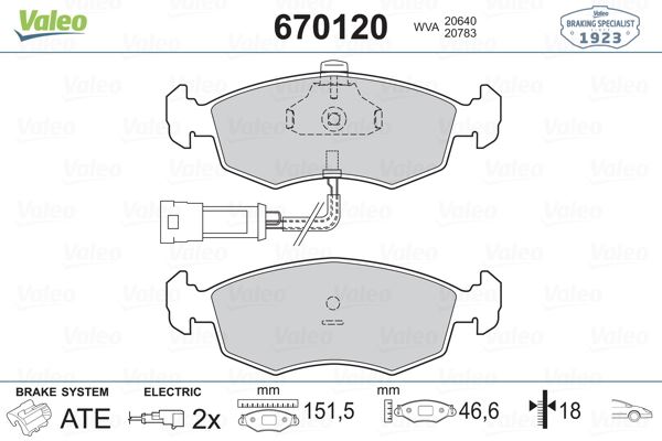 VALEO 670120 Fren Sistemleri Fren Balatası - FORD ESCORT III (GAA) uyumlu
