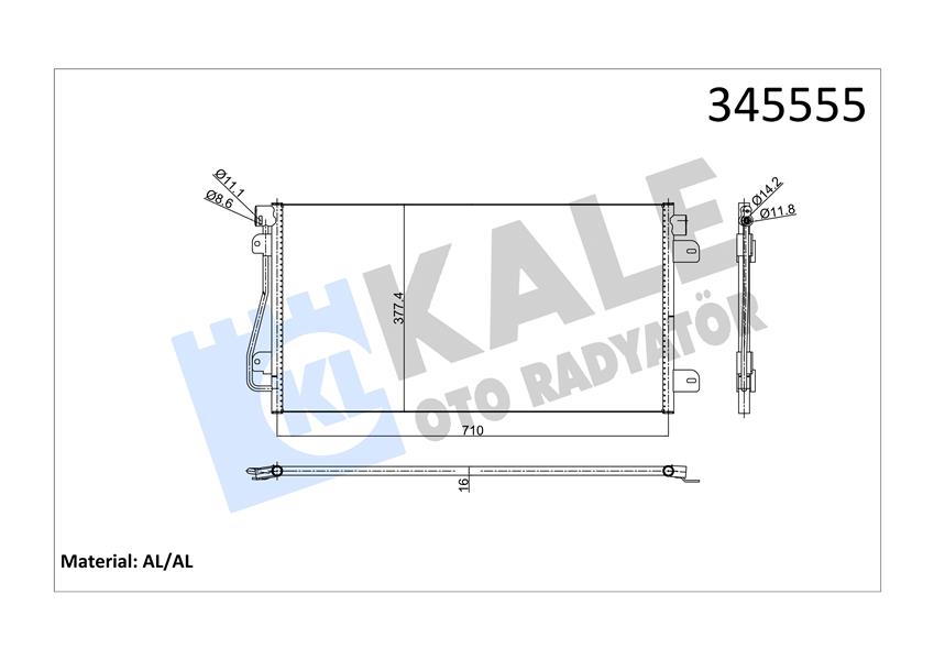 KALE OTO RADYATÖR 345555 İklimlendirme Sistemi Klima Radyatörü - OPEL MOVANO A Panelvan/Van (X70) uyumlu