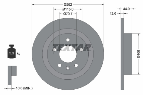 TEXTAR 92205703 Fren Sistemleri Fren Diski - OPEL ASTRA J Sports Tourer (P10) uyumlu