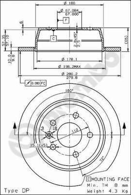 BREMBO 08.6968.10 Fren Sistemleri Fren Diski - MERCEDES-BENZ VITO Minibüs/Otobüs (W638) uyumlu