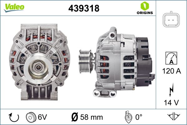 VALEO 439318 Elektrik Sistemi Alternatör - RENAULT CLIO II (BB_, CB_) uyumlu