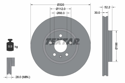 TEXTAR 92160005 Fren Sistemleri Fren Diski - AUDI Q5 (8RB) uyumlu