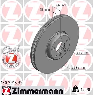 ZIMMERMANN 150.2915.32 Fren Sistemleri Fren Diski - BMW 7 (F01, F02, F03, F04) uyumlu