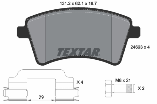 TEXTAR 2469301 Fren Sistemleri Fren Balatası - RENAULT KANGOO Express (FW0/1_) uyumlu