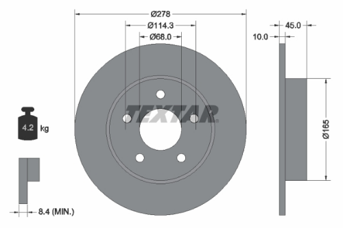 TEXTAR 92125703 Fren Sistemleri Fren Diski - NISSAN ALMERA TINO (V10) uyumlu