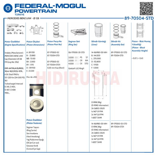 Piston Seti - GOETZE ENGINE - 8970504STD Ürün Görseli