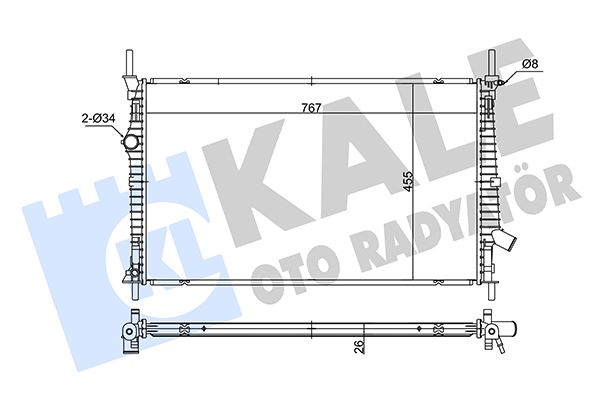 KALE OTO RADYATÖR 362680 Soğutma Sistemi Su Soğutucu & Parçaları - FORD TRANSIT CUSTOM V362 Panelvan/Van (FY, FZ) uyumlu