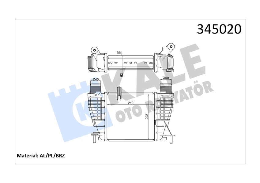 KALE OTO RADYATÖR 345020 Motor Turbo Radyatörü - RENAULT MODUS / GRAND MODUS (F/JP0_) uyumlu