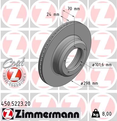 ZIMMERMANN 450.5223.20 Fren Sistemleri Fren Diski - LAND ROVER RANGE ROVER I uyumlu