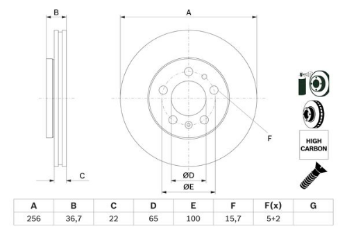 BOSCH 0 986 478 853 Fren Sistemleri Fren Diski - SEAT IBIZA IV (6J5, 6P1) uyumlu