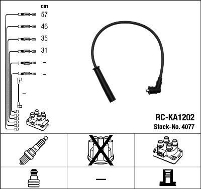 NGK 4077 Ateşleme Sistemi Ateşleme Kablosu - KIA RIO I Hatchback (DC) uyumlu