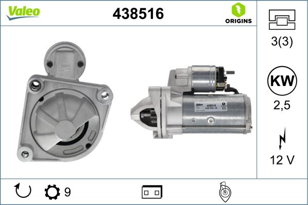 VALEO 438516 Elektrik Sistemi Marş Motoru - PEUGEOT BOXER Panelvan/Van (230L) uyumlu