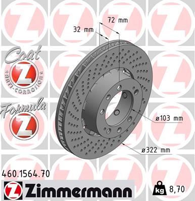 ZIMMERMANN 460.1564.70 Fren Sistemleri Fren Diski - PORSCHE 911 (993) uyumlu