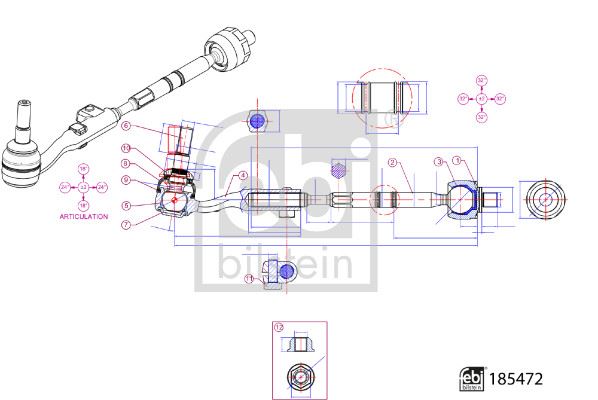 FEBI BILSTEIN 185472 Direksiyon Sistemi Kısa Rot & İtici Çubuk - BMW 3 (G20, G80, G28) uyumlu
